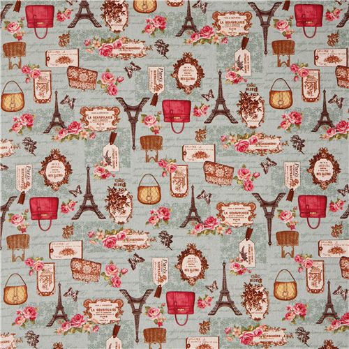 blauer Retro Paris Romantik Canvas Stoff Cosmo Japan 2