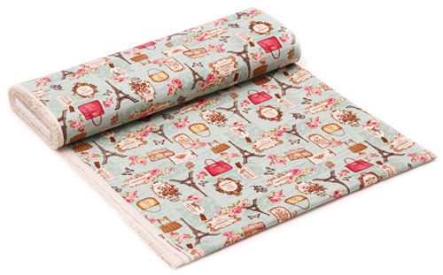 blauer Retro Paris Romantik Canvas Stoff Cosmo Japan 3