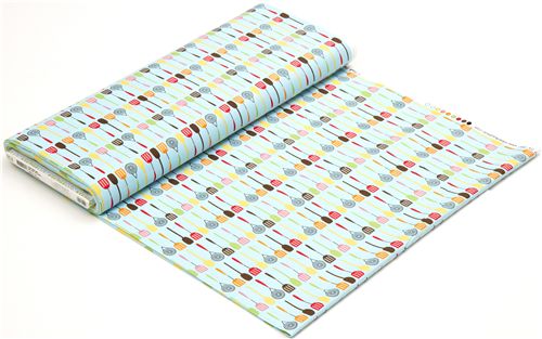 blue retro fabric kitchen utensils by Robert Kaufman 3