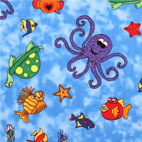 blauer Meeres Tier Stoff Under the Sea Heidi Pridemore 1