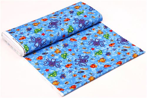 blauer Meeres Tier Stoff Under the Sea Heidi Pridemore 3
