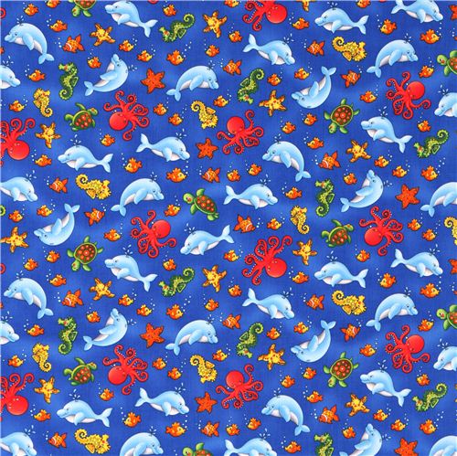 blue sea animals fabric by Timeless Treasures USA 2