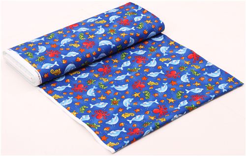blue sea animals fabric by Timeless Treasures USA 3