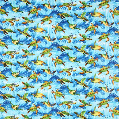 blue sea turtle animal fabric by Timeless Treasures 2