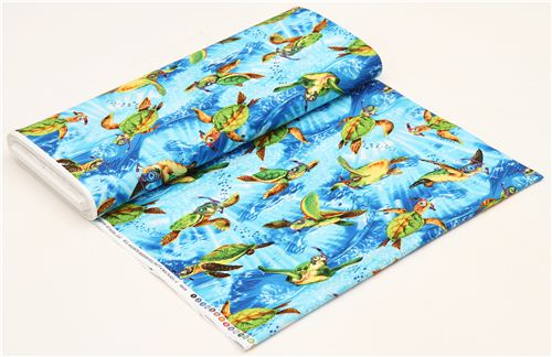 blue sea turtle animal fabric by Timeless Treasures 3