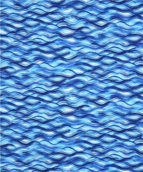 blue sea water waves fabric Robert Kaufman Tropical Reef 2