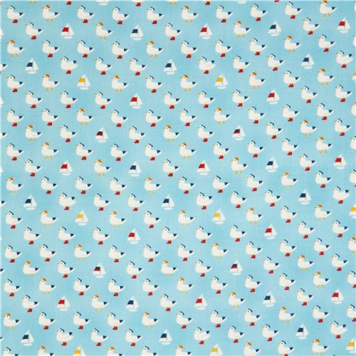 blue seagull double gauze fabric sailing boat Cosmo 2