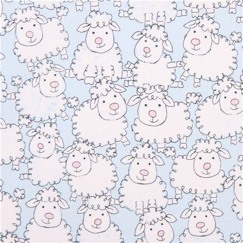 blue sheep farm tissu srie animaux Timeless Treasures Babes in Farmland 1