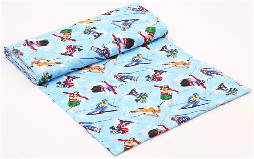 blauer Skifahrer Freeskier Stoff von Timeless Treasures USA 5