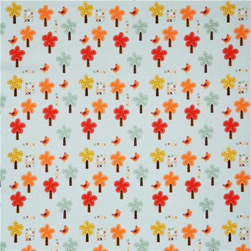 blauer Baum Vogel Stoff von Riley Blake Giraffe Crossing 2