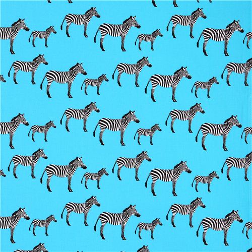 blue turquoise zebra safari fabric by Timeless Treasures Fabric by ...