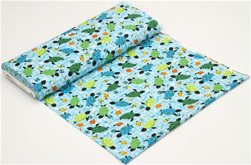 blue turtle animal fabric by Robert Kaufman USA 3