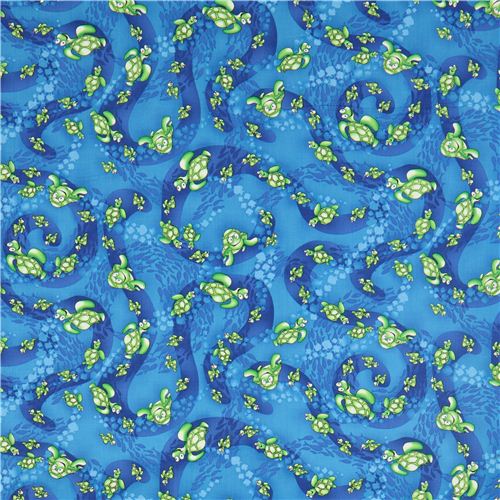 blue turtle fabric by Timeless Treasures USA fish 2
