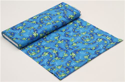 blue turtle fabric by Timeless Treasures USA fish 3