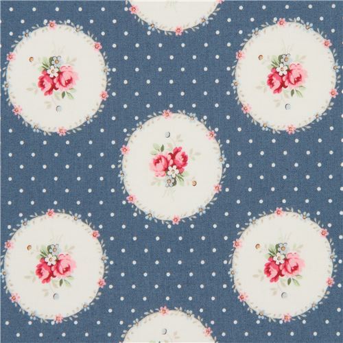 blue vintage flower picture frame fabric by Quilt Gate Fabric