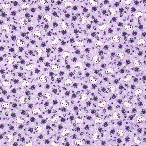 blue violet Hello Kitty rose garden fabric by Kokka  2