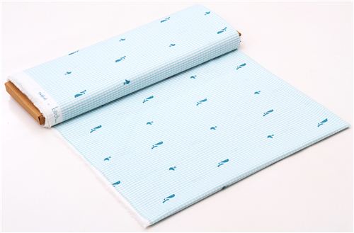 blue wave whale birch animal organic fabric Waves and Whales 3