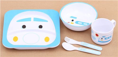 blue white Lunch set Dinner set with Shinkansen train from Japan 2