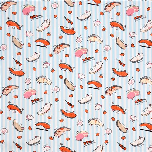 blue white stripes Kirimi-chan Sanrio oxford fabric from Japan 2
