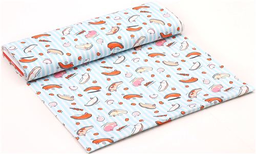 blue white stripes Kirimi-chan Sanrio oxford fabric from Japan 3