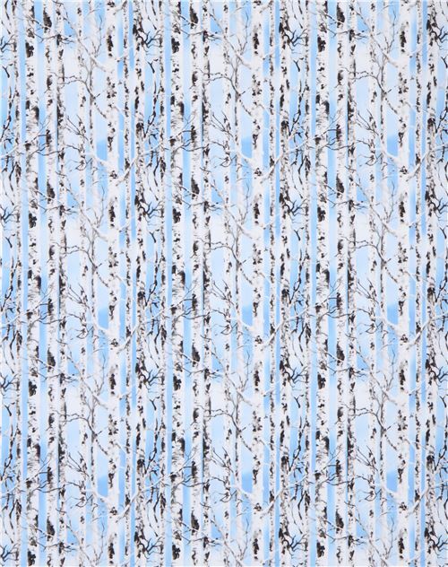 blue with off-white grey tree fabric Timeless Treasures - modeS4u