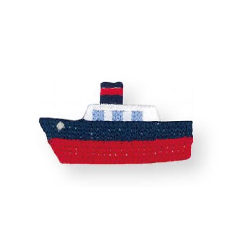 Patch thermocollant avec un bateau  pois gris, 1 pice
