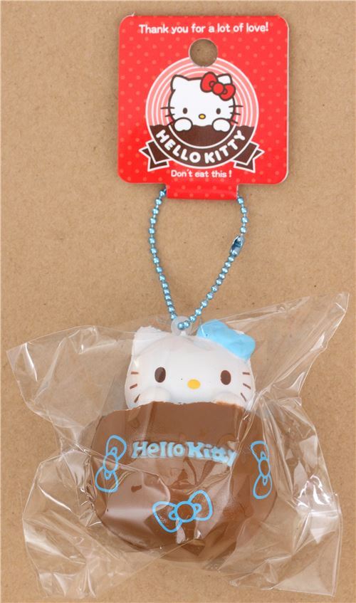 brown Hello Kitty chocolate blue filling squishy charm 4