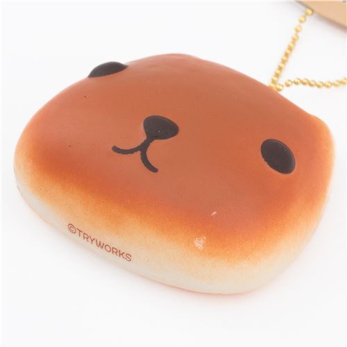 brown Kapibarasan bread bun squishy charm 4