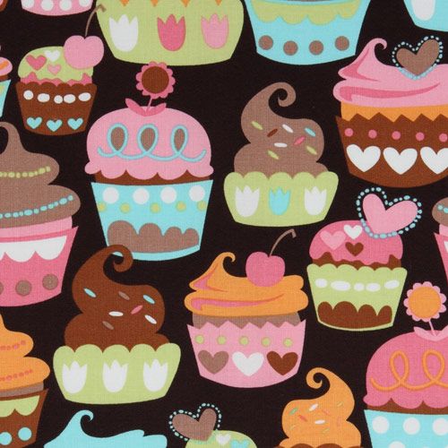 brown Michael Miller fabric Sweet Treats cupcakes Fabric by Michael ...