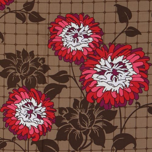 brown Michael Miller fabric turquoise Dahlia Lama 1