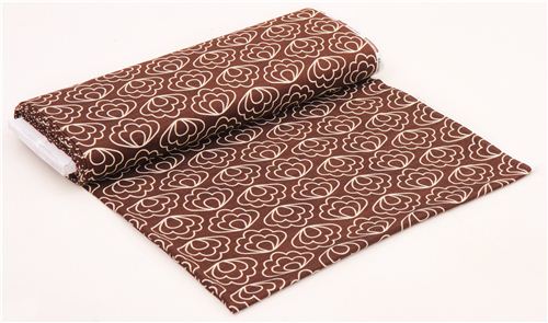 brown 'Ripple' flower Cloud 9 organic Barkcloth fabric 5