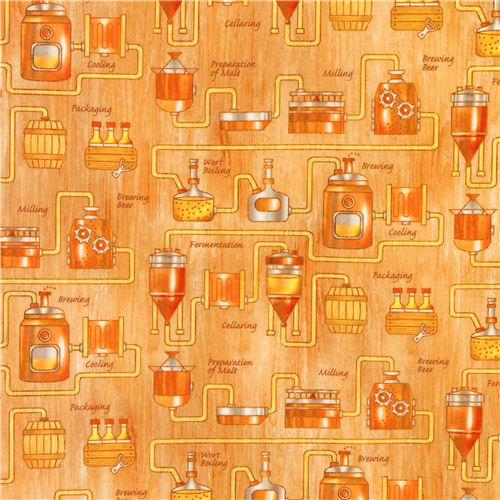 brown Robert Kaufman beer brewing fabric modeS4u