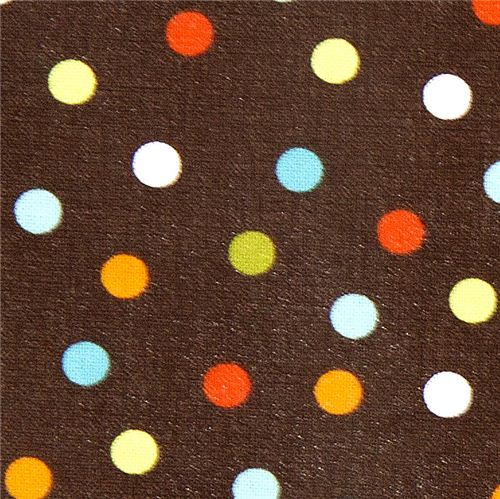 brown Robert Kaufman fabric with colourful dots 1