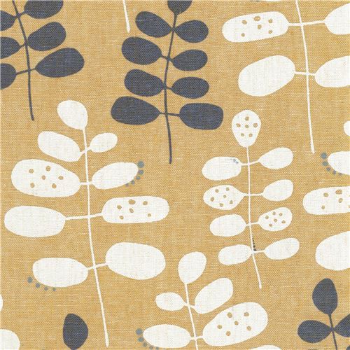 Tissu Robert Kaufman marron avec des feuilles Tissu