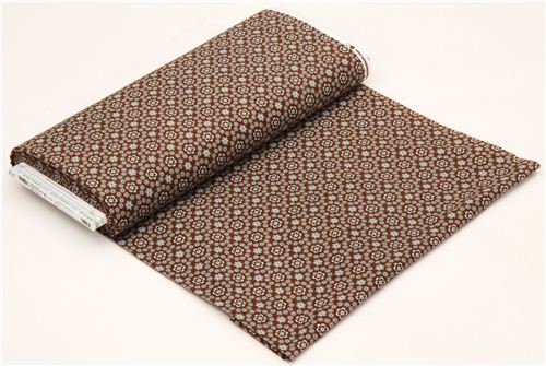 brown Robert Kaufman flower flannel fabric blue 3
