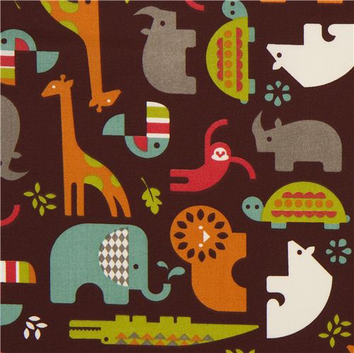 brown birch safari animal organic fabric Soiree Fabric