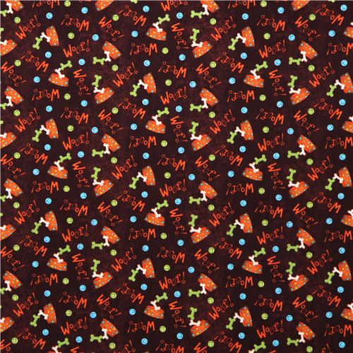 brauner Hunde Napf Stoff Puppy Love Quilting Treasures 2