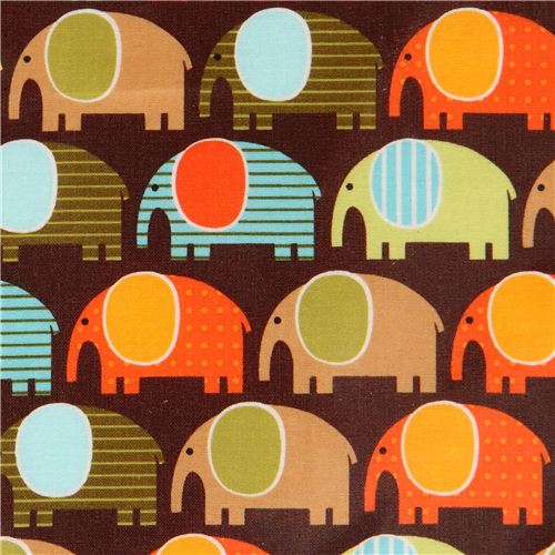 brown elephant premium laminate fabric by Robert Kaufman Fabric by