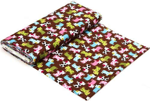 brown fabric with dotted cows Realizzato da Robert Kaufman USA 3