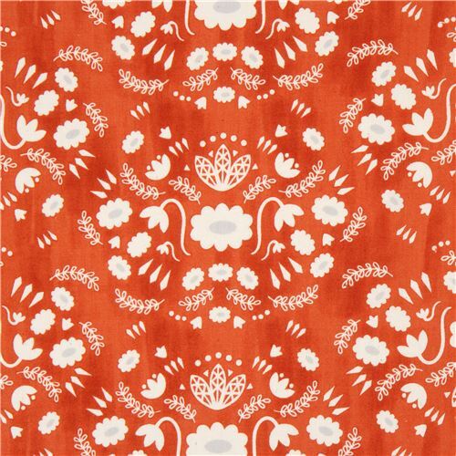 brown fabric with natural color flower fabric by Cotton and Steel