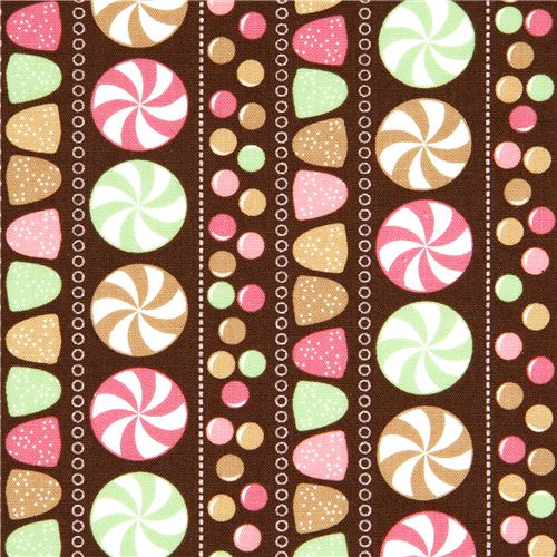 Tessuto marrone con dolci di Robert Kaufman Tessuto