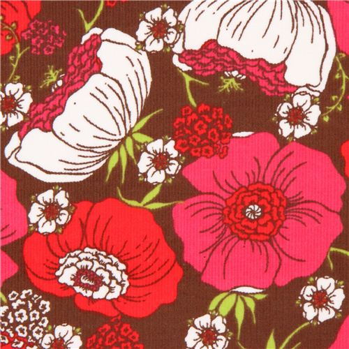 brown flower corduroy fabric Robert Kaufman Cool Cords 1
