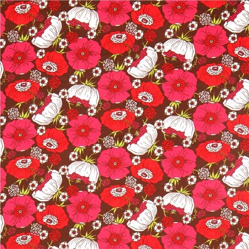 brown flower corduroy fabric Robert Kaufman Cool Cords 2