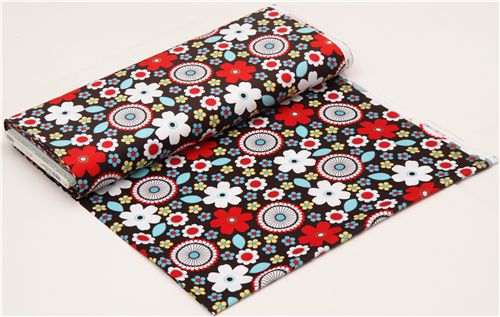 brauner Blumen Kord Stoff Robert Kaufman USA 3