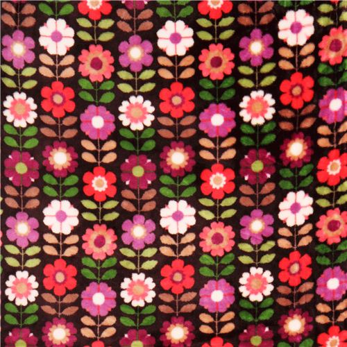 brown flower minky fabric Barbara fleece plush USA 2