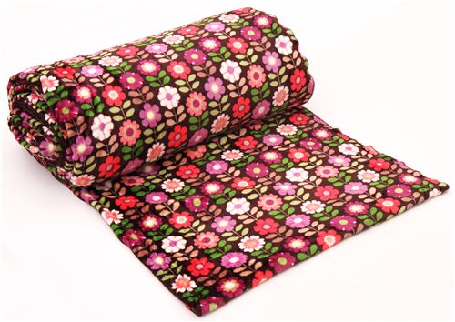 brown flower minky fabric Barbara fleece plush USA 4