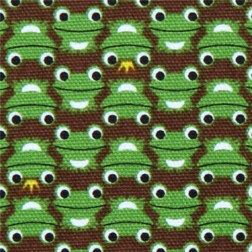 brown frogs Kokka oxford cloth fabric kawaii from Japan 1