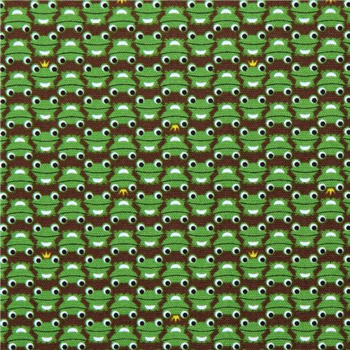 brown frogs Kokka oxford cloth fabric kawaii from Japan 2
