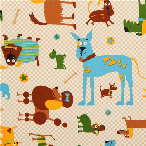 brown gingham dog fabric Robert Kaufman Whiskers & Tails Fabric by ...