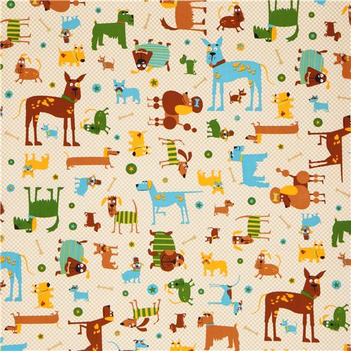 Brown Gingham Dog Fabric Robert Kaufman Whiskers & Tails Fabric By 